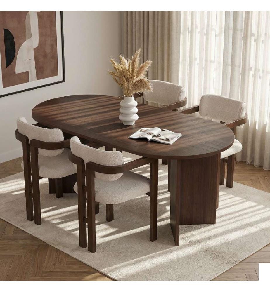 Ensemble table et chaises de salle à manger, 5 pièces, noyer Milano, noyer foncé, blanc, panneau de particules 100 % recouvert de mélamine