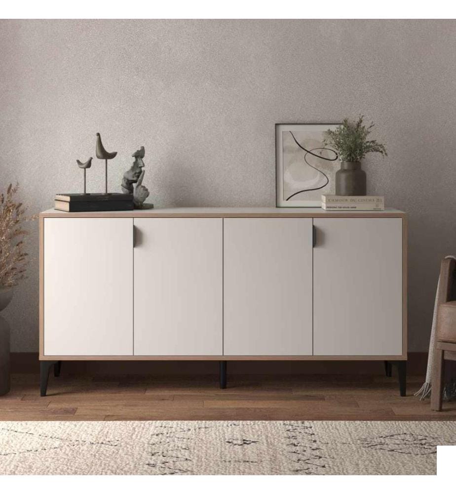 Buffet, panneau de particules 100 % mélaminé, blanc