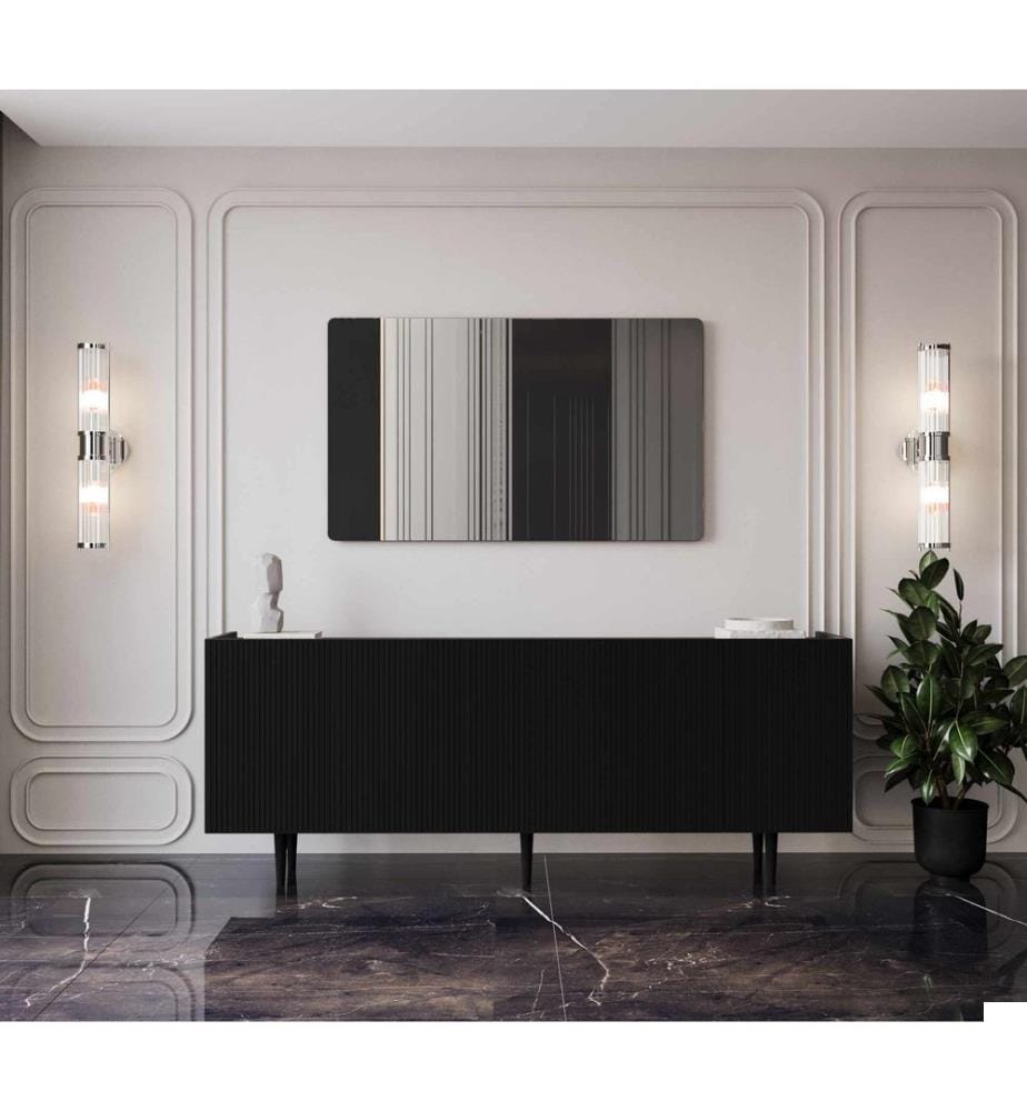 Console, MDF 100 % stratifié, noir