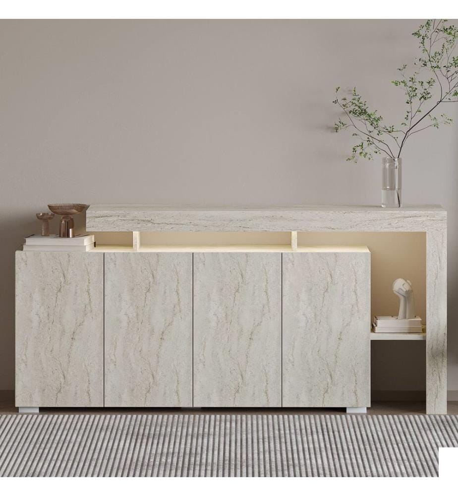 Console, panneau de particules 100 % mélaminé, travertin