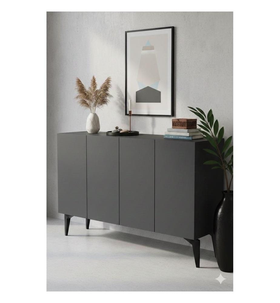 Console, panneau de particules 100 % mélaminé, anthracite