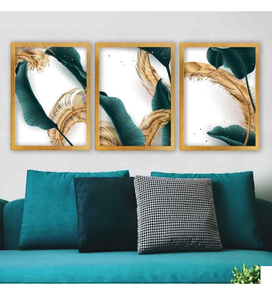 Tableau décoratif encadré, 3 pièces, multicolore, MDF, cadre en plastique