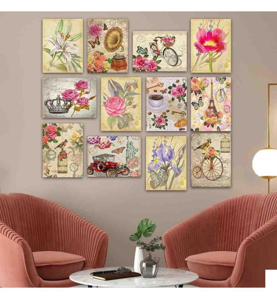 Peinture décorative MDF, 12 pièces, multicolore, Mdf