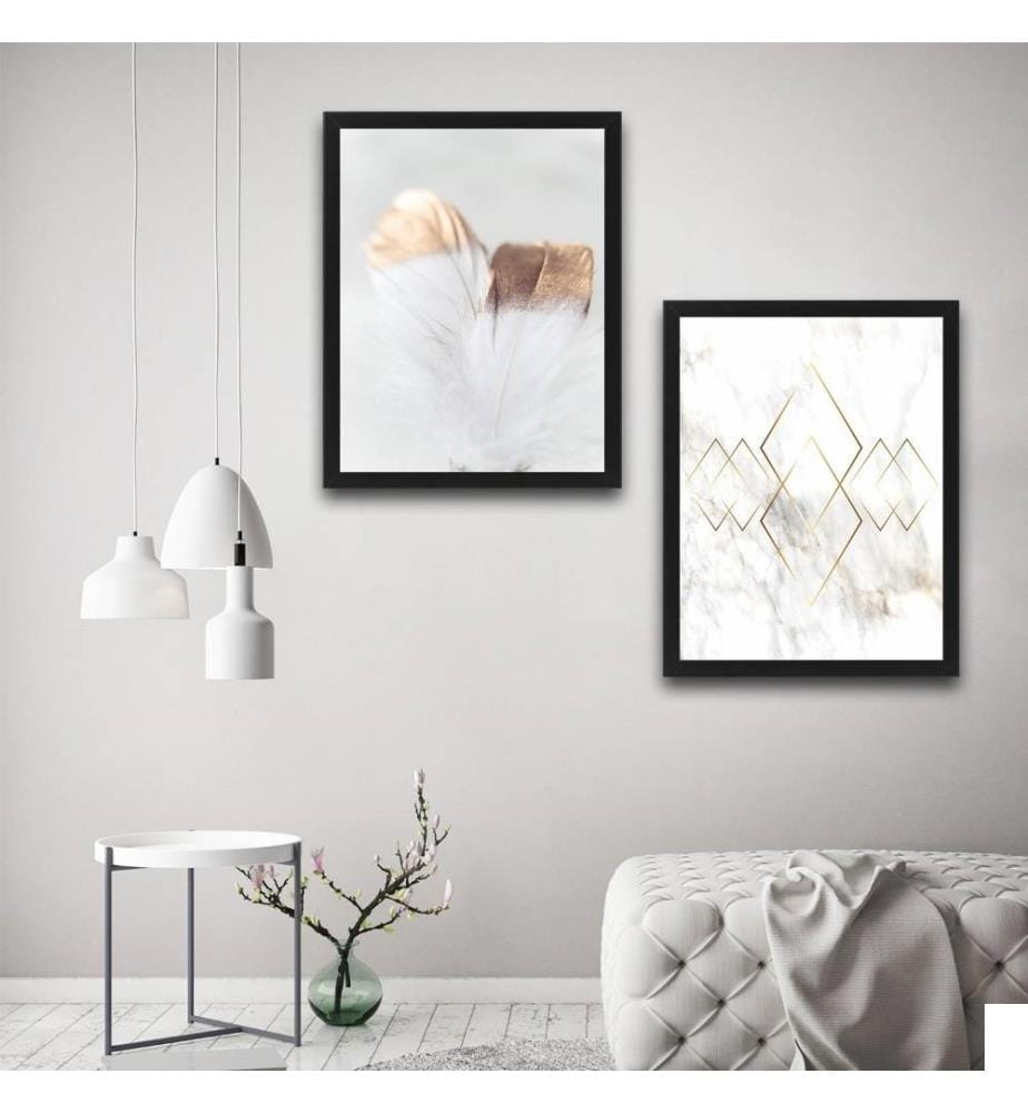 Peinture décorative encadrée, 2 pièces, multicolore, cadre en carton stratifié, peinture sur papier