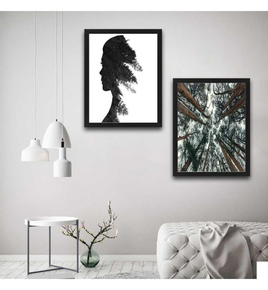 Peinture décorative encadrée, 2 pièces, multicolore, cadre en carton stratifié, peinture sur papier