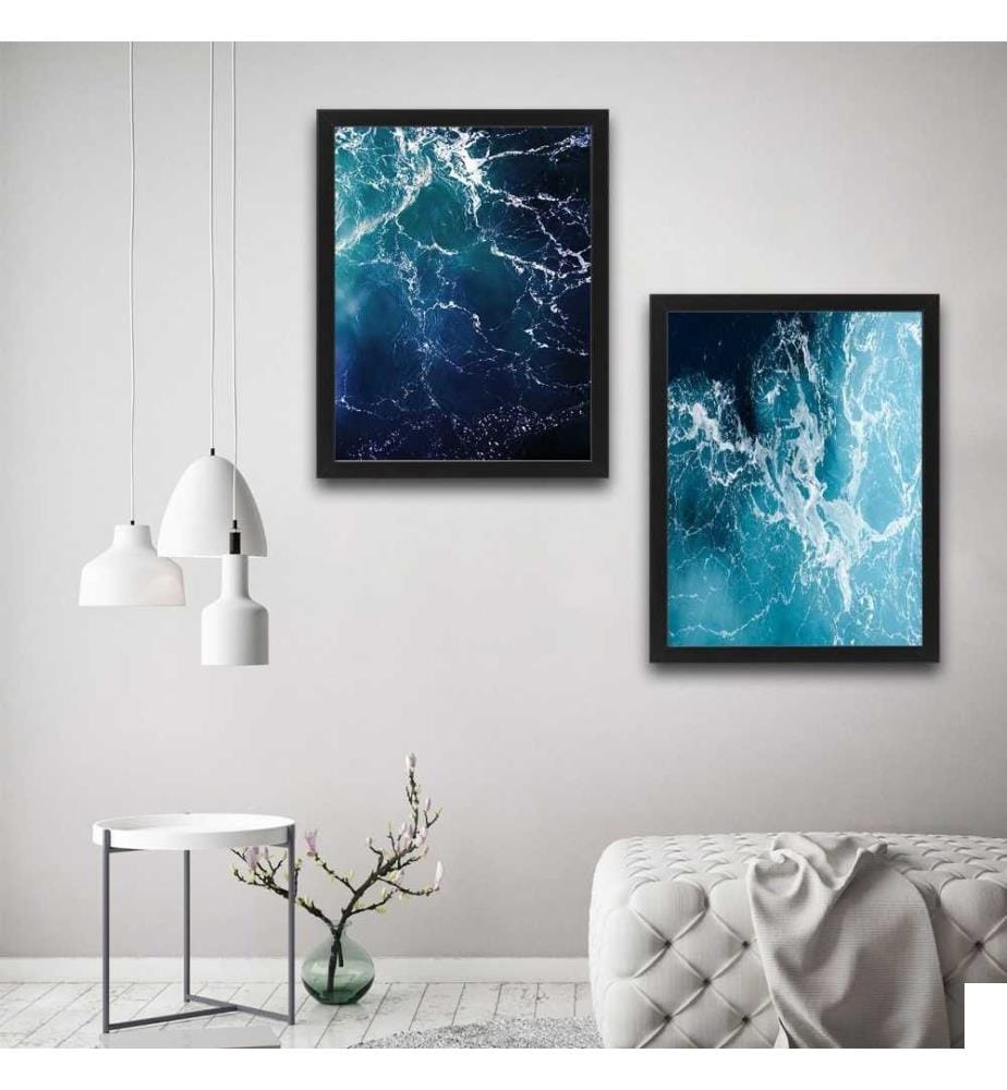 Peinture décorative encadrée, 2 pièces, multicolore, cadre en carton stratifié, peinture sur papier