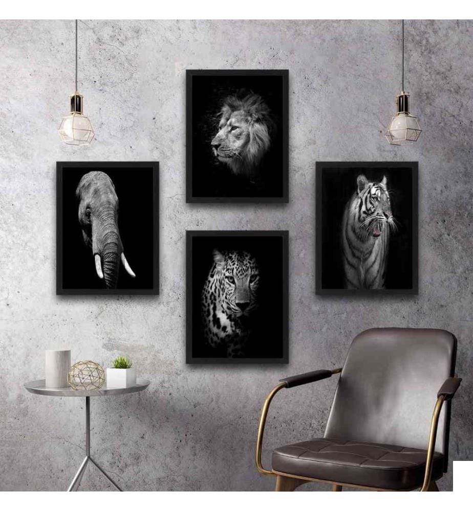Peinture décorative encadrée, 4 pièces, multicolore, cadre en carton stratifié, peinture sur papier