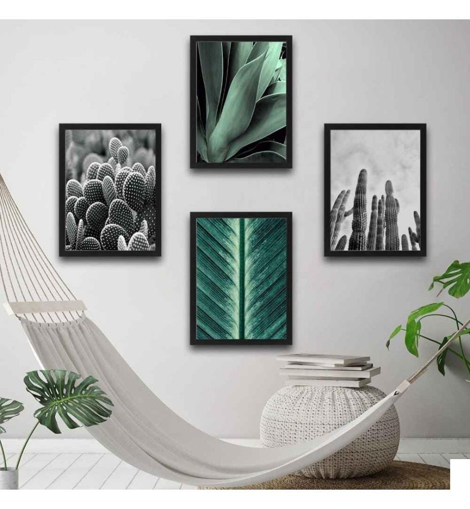 Peinture décorative encadrée, 4 pièces, multicolore, cadre en carton stratifié, peinture sur papier
