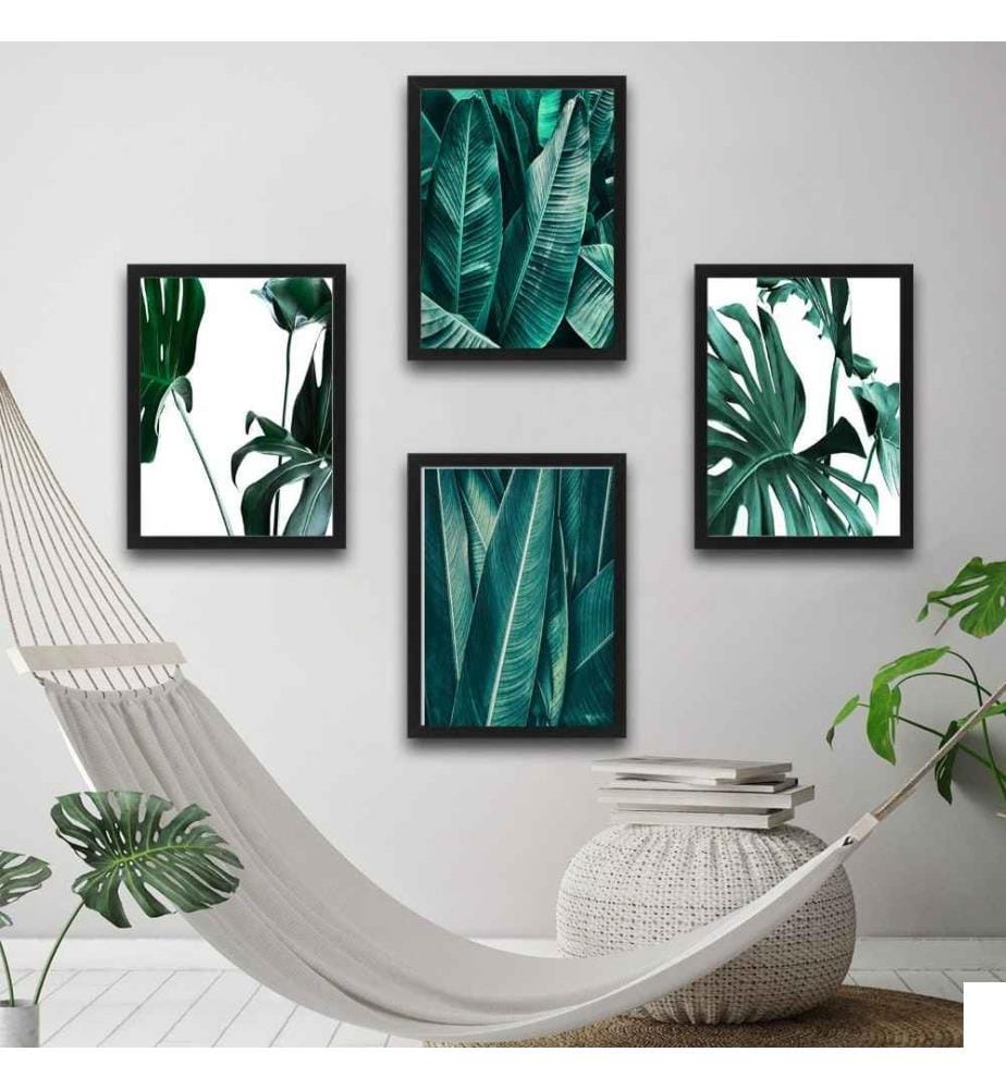 Peinture décorative encadrée, 4 pièces, multicolore, cadre en carton stratifié, peinture sur papier