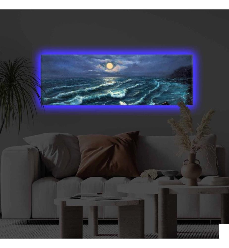 Peinture sur toile décorative éclairée par LED, multicolore, toile polyester