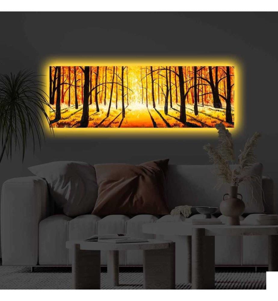 Peinture sur toile décorative éclairée par LED, multicolore, toile polyester