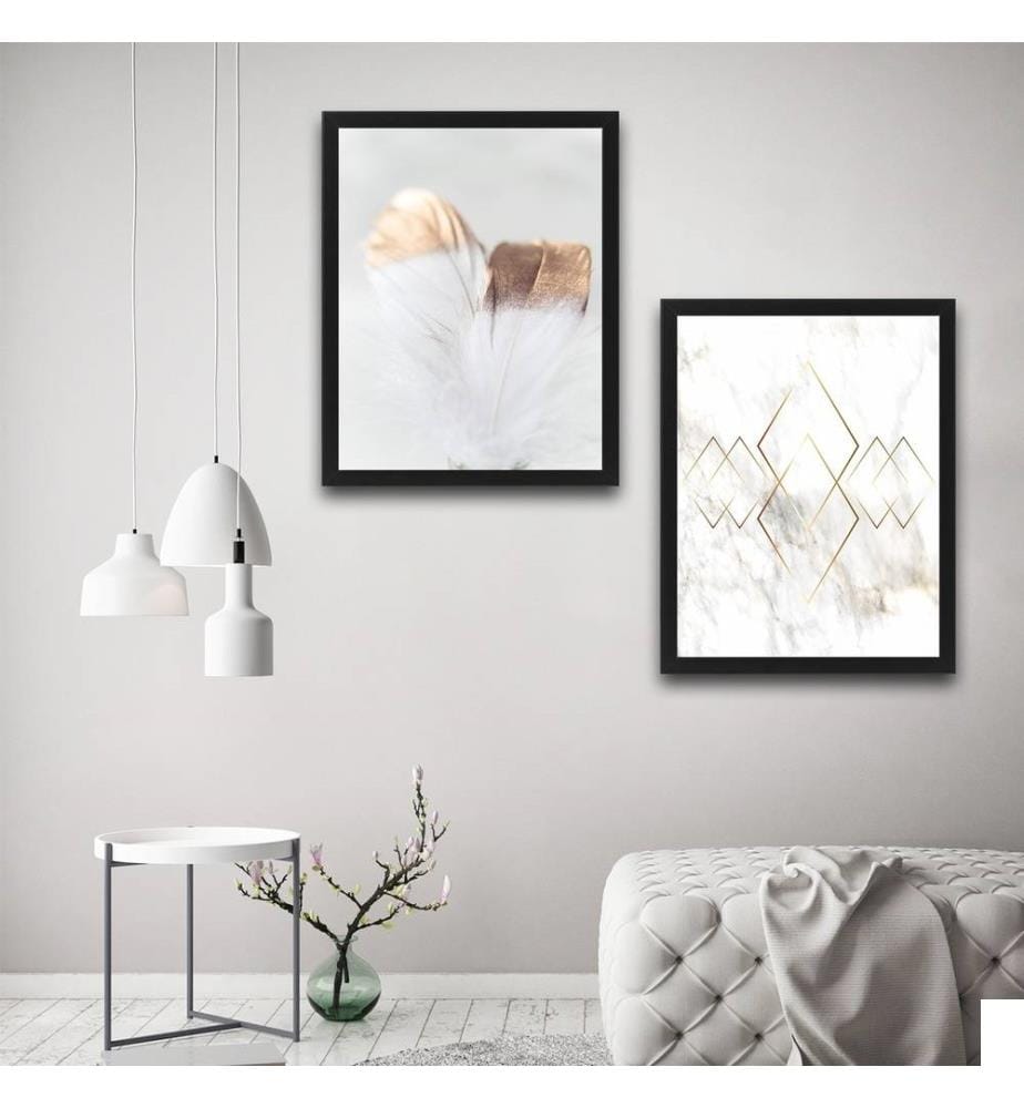 Peinture décorative encadrée, 2 pièces, multicolore, cadre en carton stratifié, peinture sur papier