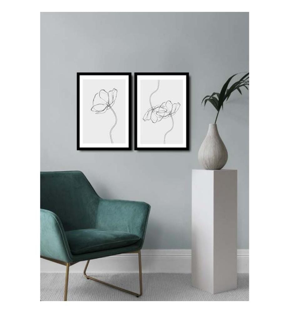 Peinture décorative encadrée MDF, 2 pièces, Multicolore, Peinture MDF, Cadre PVC