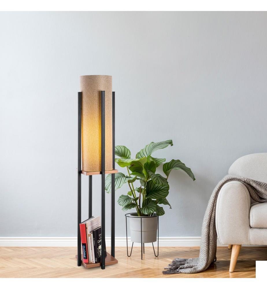 Noir, Cuivre, Lampadaire, 25 X 25 X 130 cm, Corps Métallique