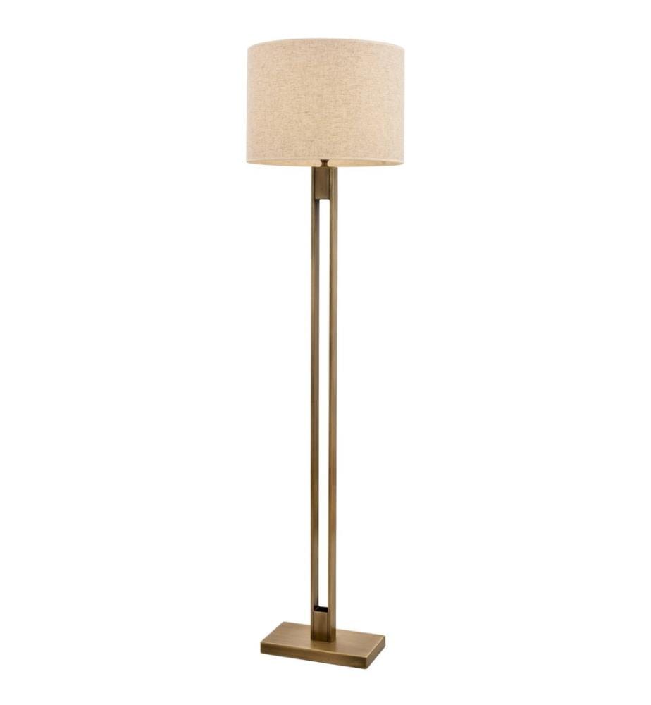 Lampadaire, Cream, Vintage, Metal Body, Fabric Cap