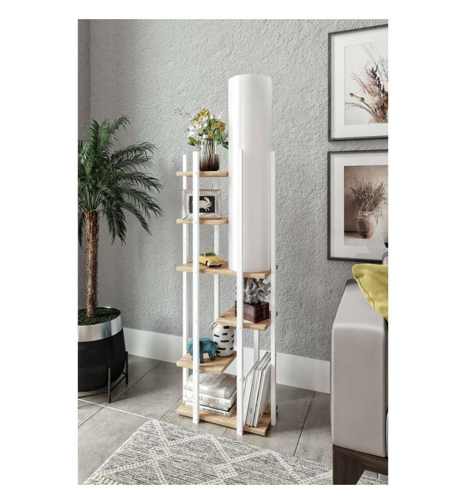 Lampadaire, blanc, naturel, Particle Board Body, MDF Profile