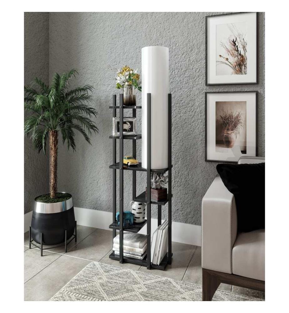 Lampadaire, noir, blanc, Particle Board Body, MDF Profile