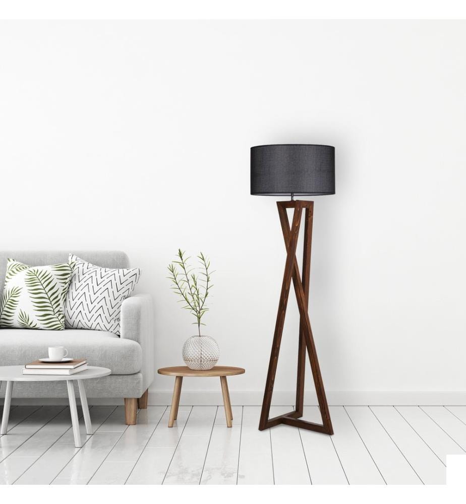 Noir, Couleur De Noix, Lampadaire, Corps En Bois