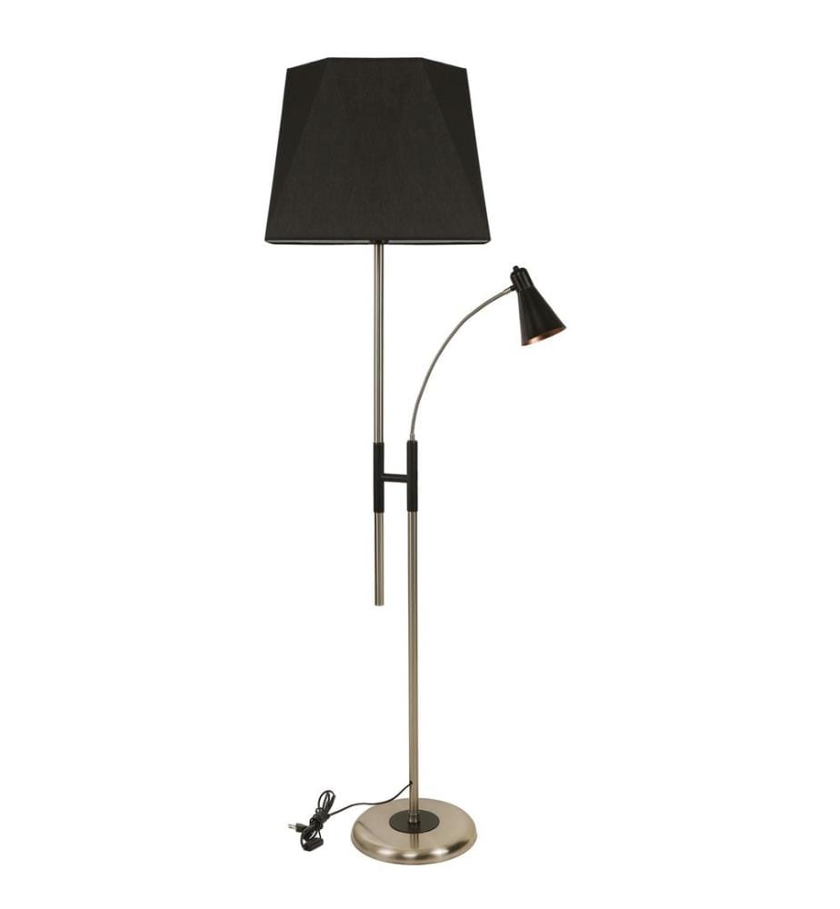 Lampadaire, noir, corps en métal, revêtement chromé