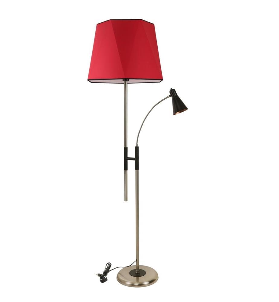 Lampadaire, rouge, corps en métal, revêtement chromé