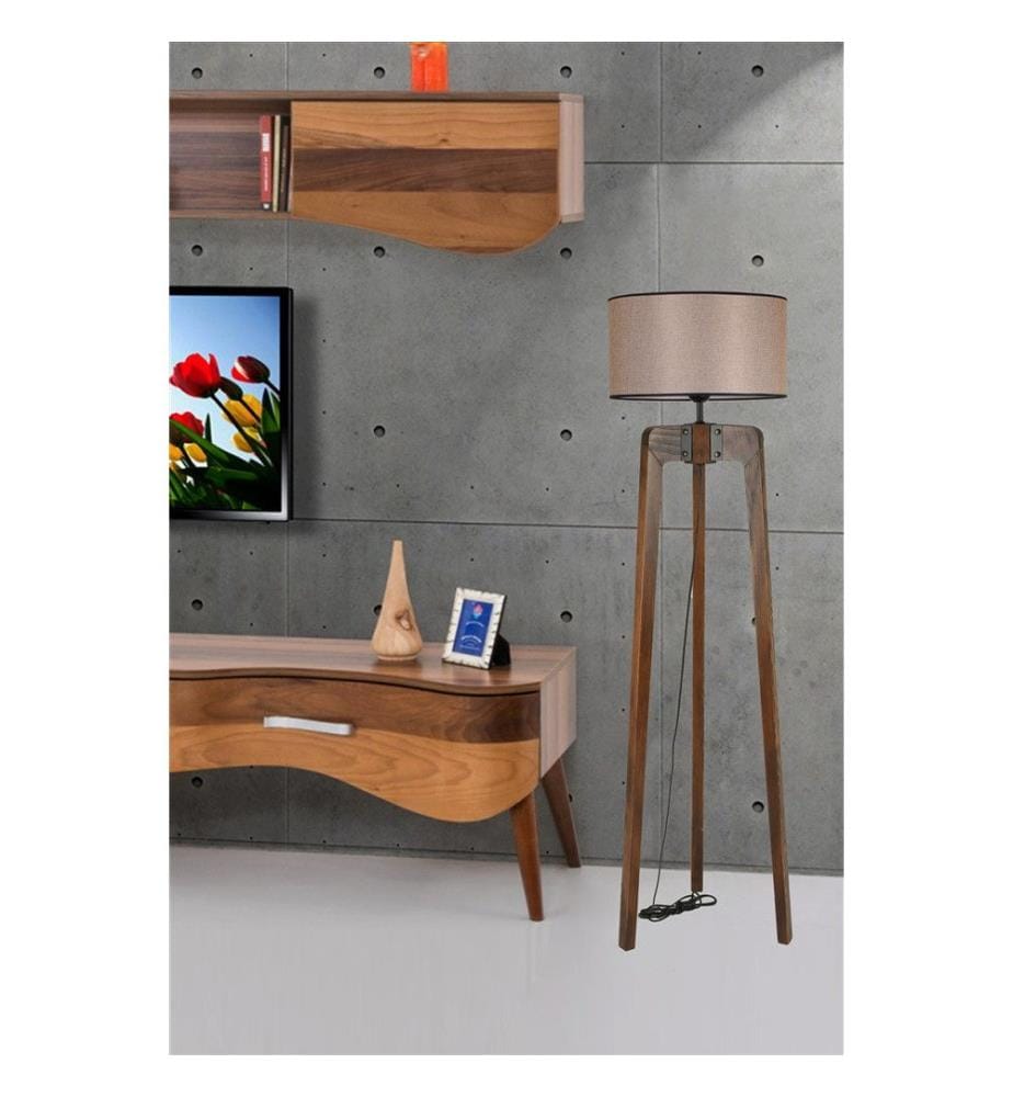 Noix, Lampadaire, Corps En Bois De Sapin