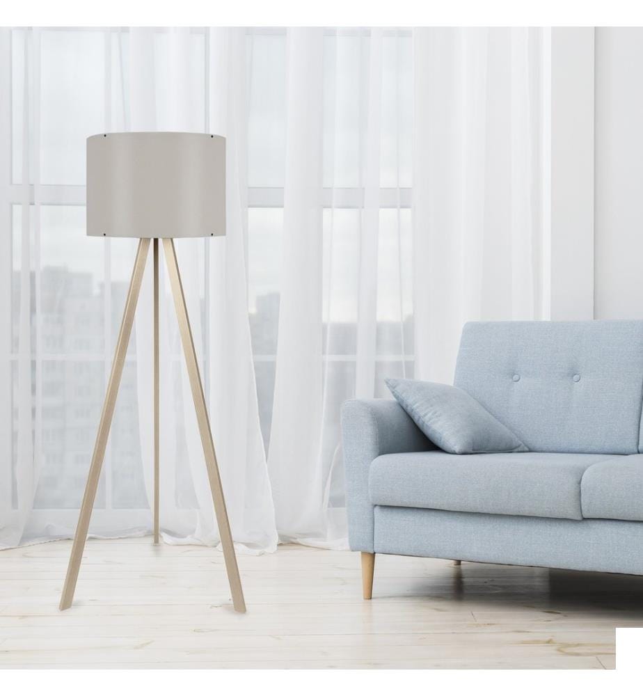 Beige, Crème, Lampadaire, 38 X 140 cm, 70% MDF , 30% De Tissu PVC