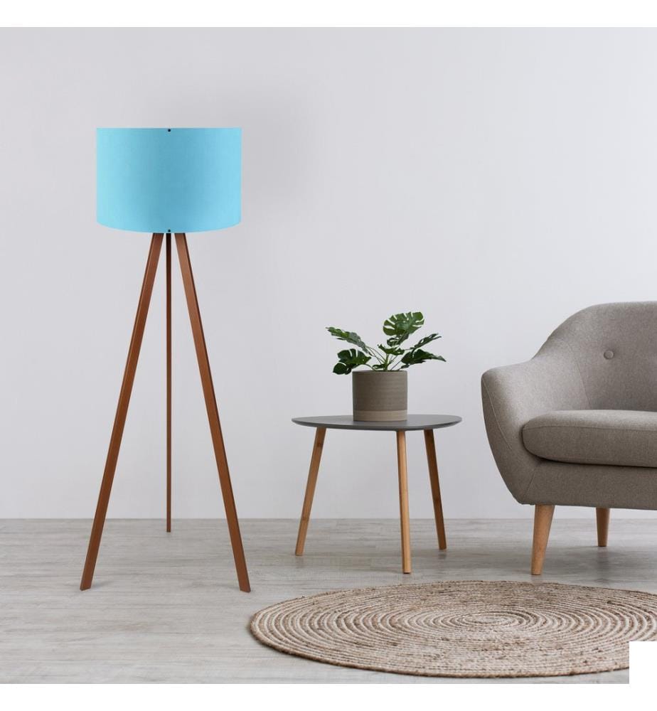 Lampadaire, Bleu, Marron, 70% MDF , 30% De Tissu PVC, 38 X 140 cm
