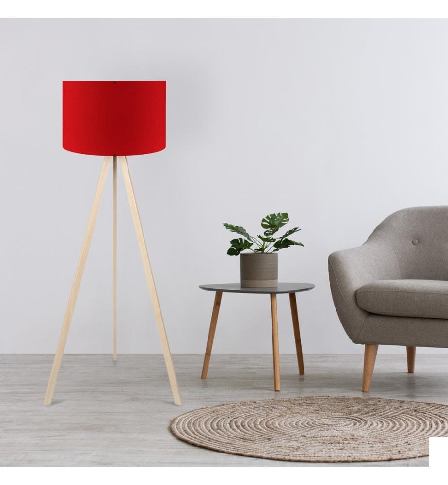 Lampadaire, Rouge, Crème, 70% MDF , 30% De Tissu PVC, 38 X 140 cm