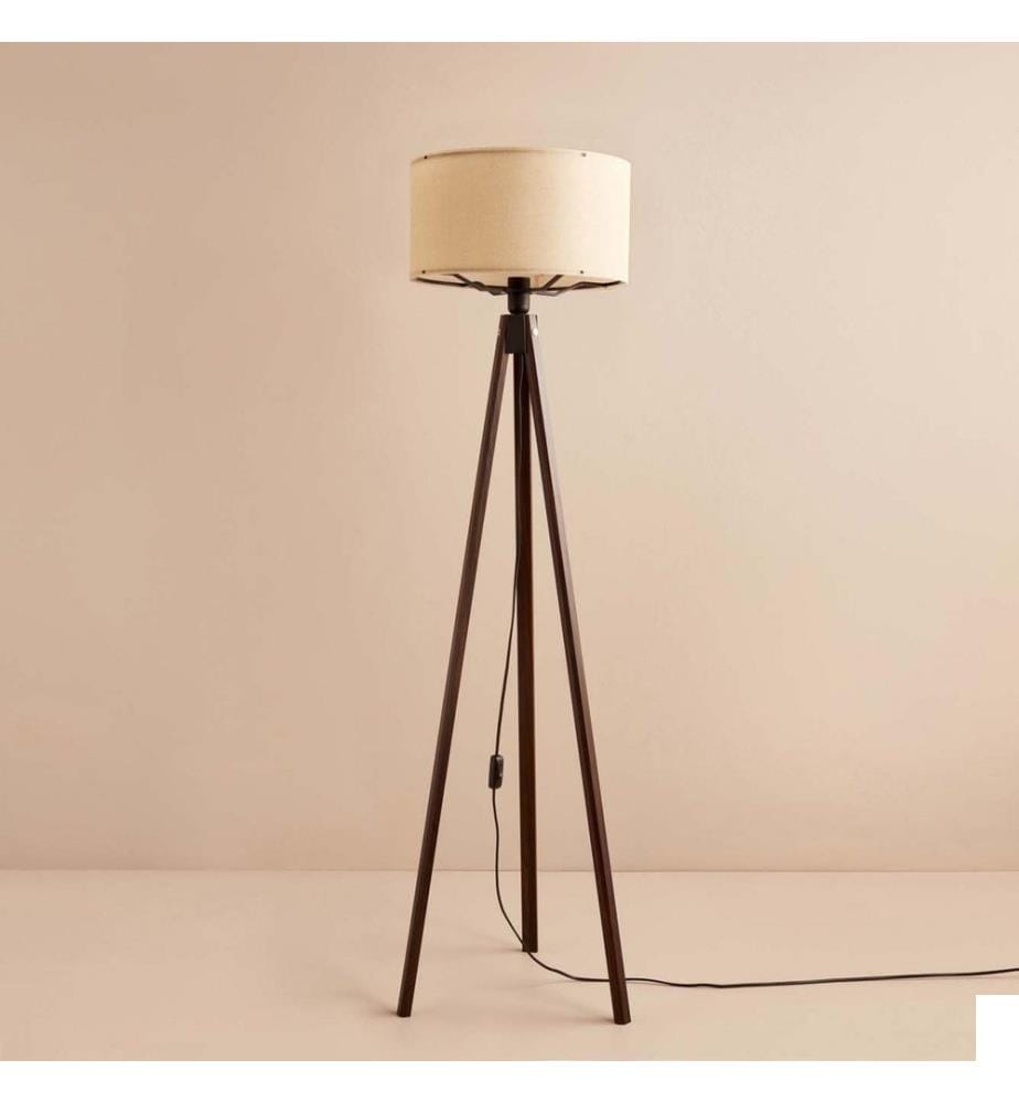 Lampadaire, crème, marron, 100 % TISSU, structure : 100 % BOIS