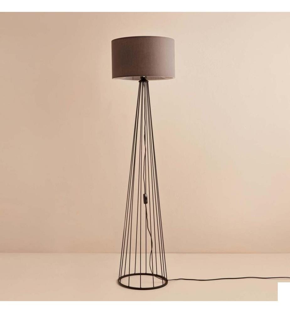 Lampadaire, noir, marron, 100 % TISSU, structure : 100 % MÉTAL