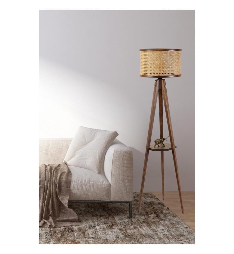 Lampadaire, Rattan, Walnut, Wood Body