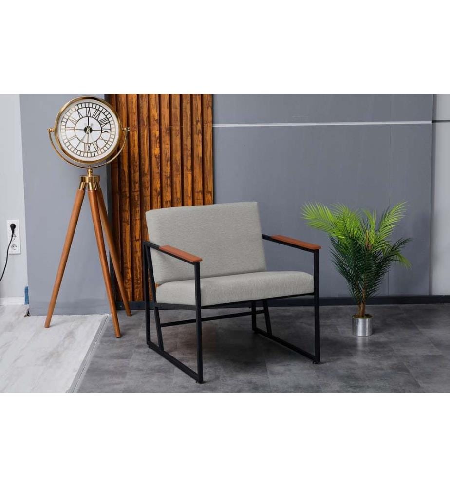 Chaise à oreilles, crème, 100% métal, tissu : 100% lin