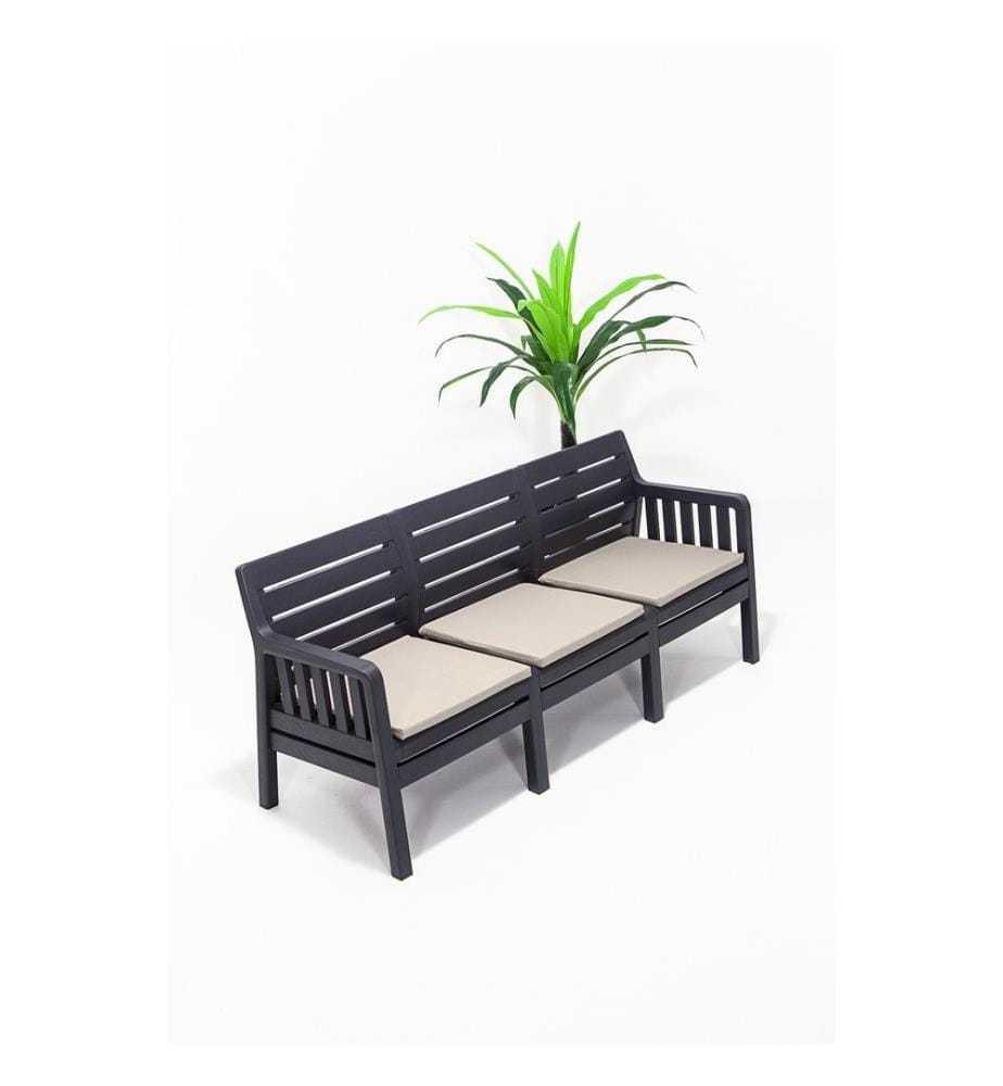 Canapé 3 places Garden, Anthracite, 100% Polypropylène
