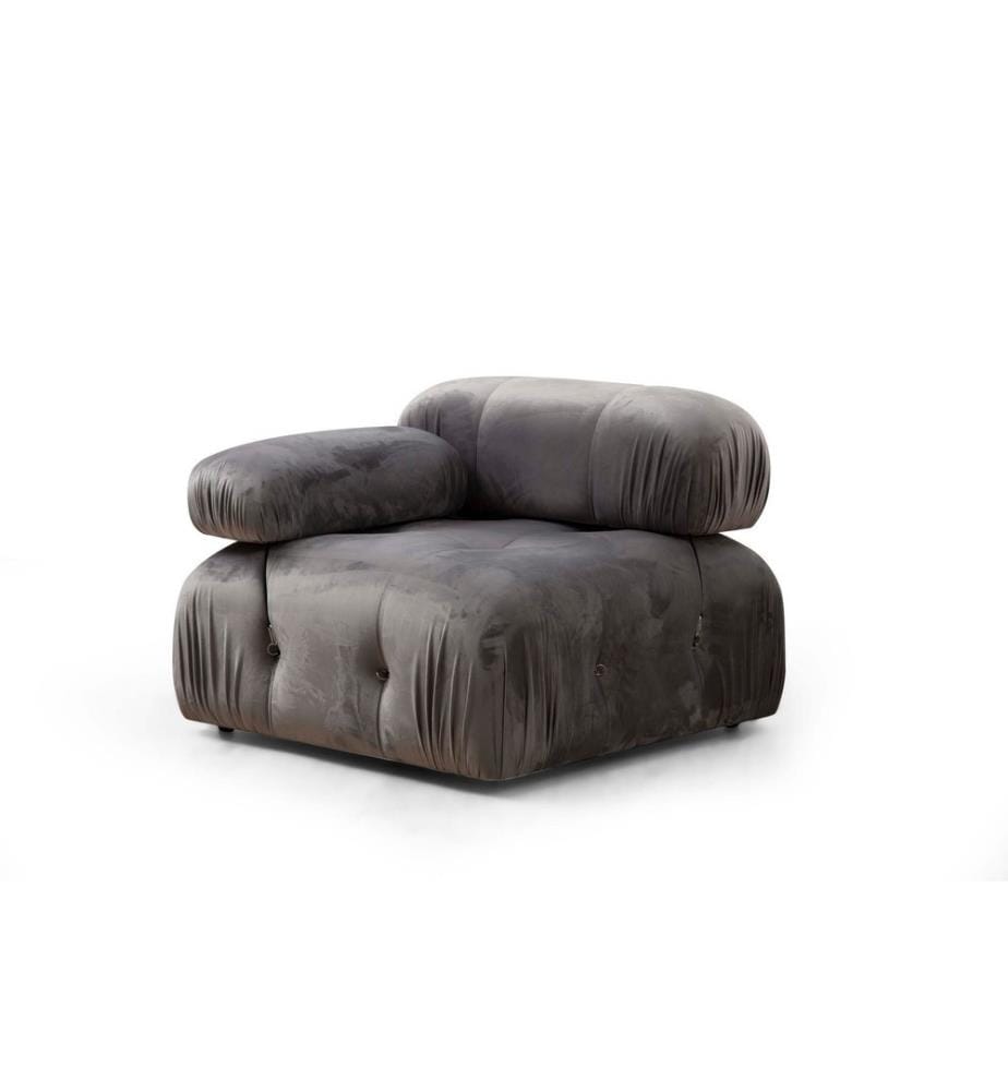 Canapé 1 place, gris, structure en hêtre - aggloméré, tissu polyester