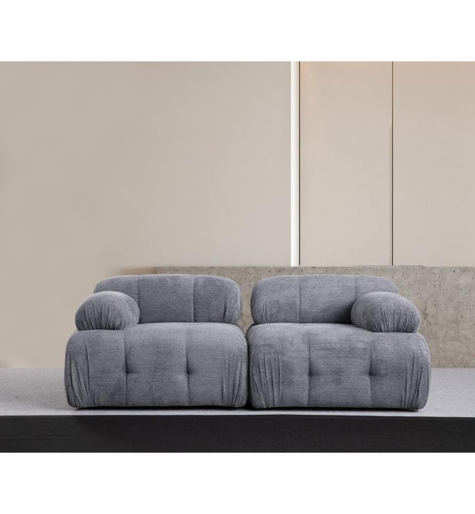 Canapé 2 places, gris, structure : BOIS DE HÊTRE / AGRAGÉ, tissu : 100 % POLYESTER, pieds en plastique