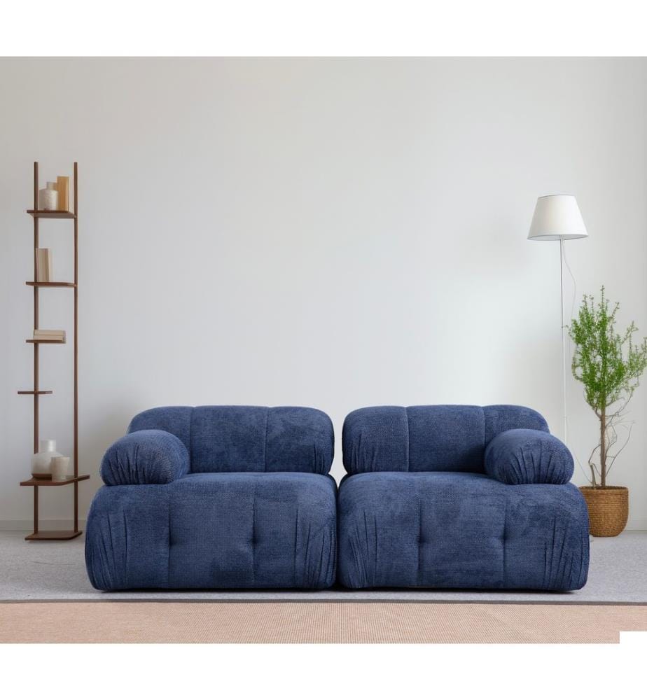 Canapé 2 places, bleu nuit, structure : BOIS DE HÊTRE / AGRAGÉ, tissu : 100 % POLYESTER, pieds en plastique