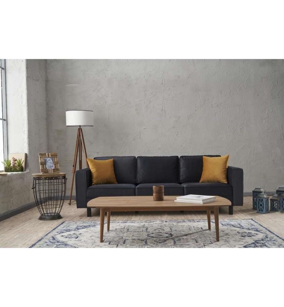 Canapé 3 places, anthracite, structure en hêtre, polyester - tissu velours