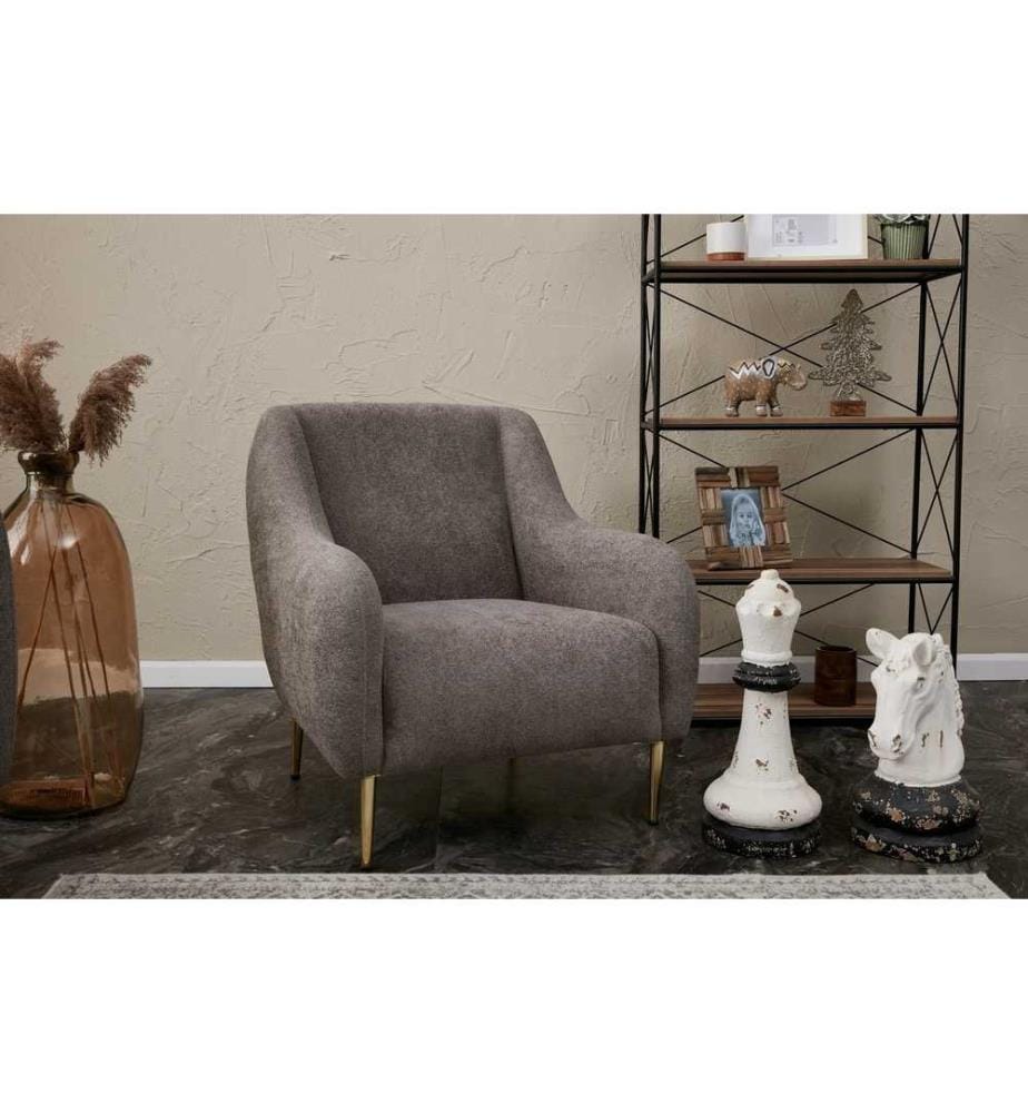 Canapé 1 place, Grey Gold, structure en bois de hêtre, tissu polyester
