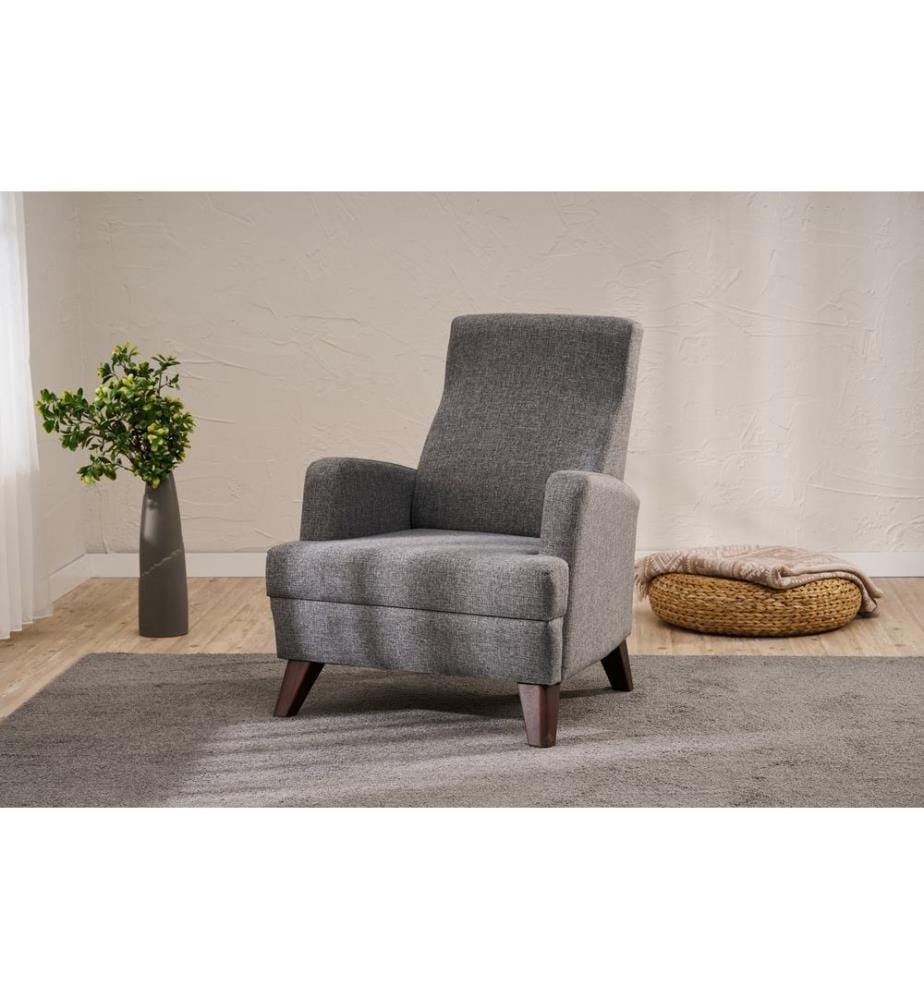 Canapé 1 place, gris, structure : 100 % BOIS, tissu : 100 % CHENILLE, pieds en plastique