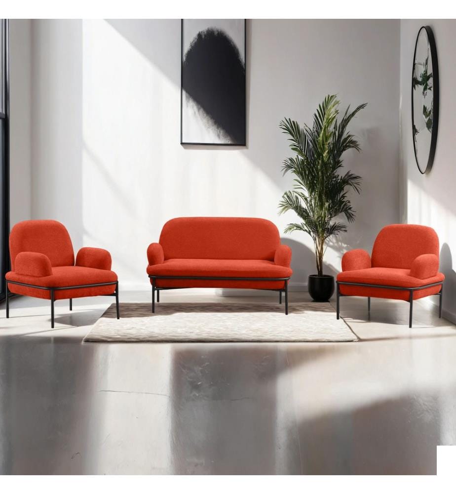 Ensemble de canapés, rouge carrelage, 100 % CONTREPLAQUÉ