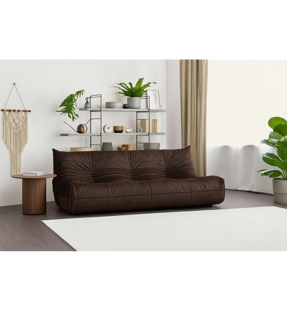 Canapé 3 places, marron, 100 % POLYESTER