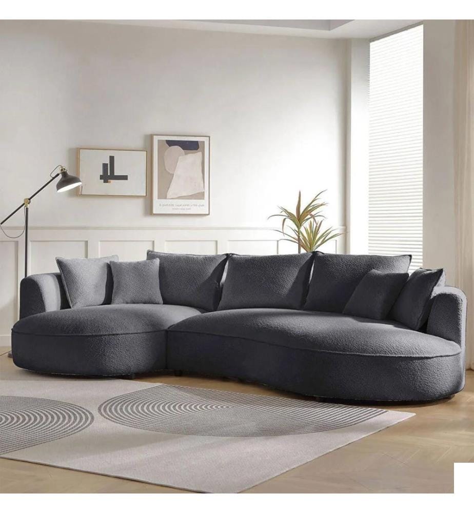 Canapé d'angle, gris foncé, structure : 70 % CHARME / 30 % AGRAGÉ MÉLAMINÉ