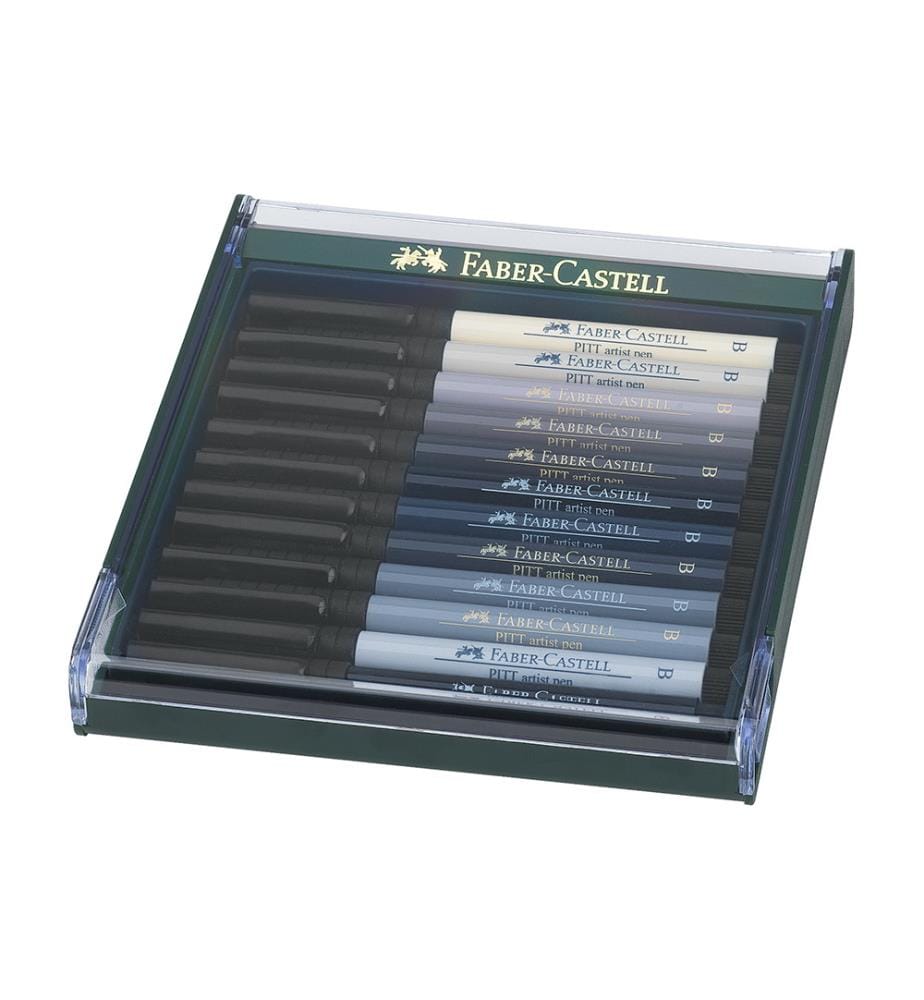 Feutre Pitt Artist Pen Brush, étui de 12 Pcs , nuances de gris