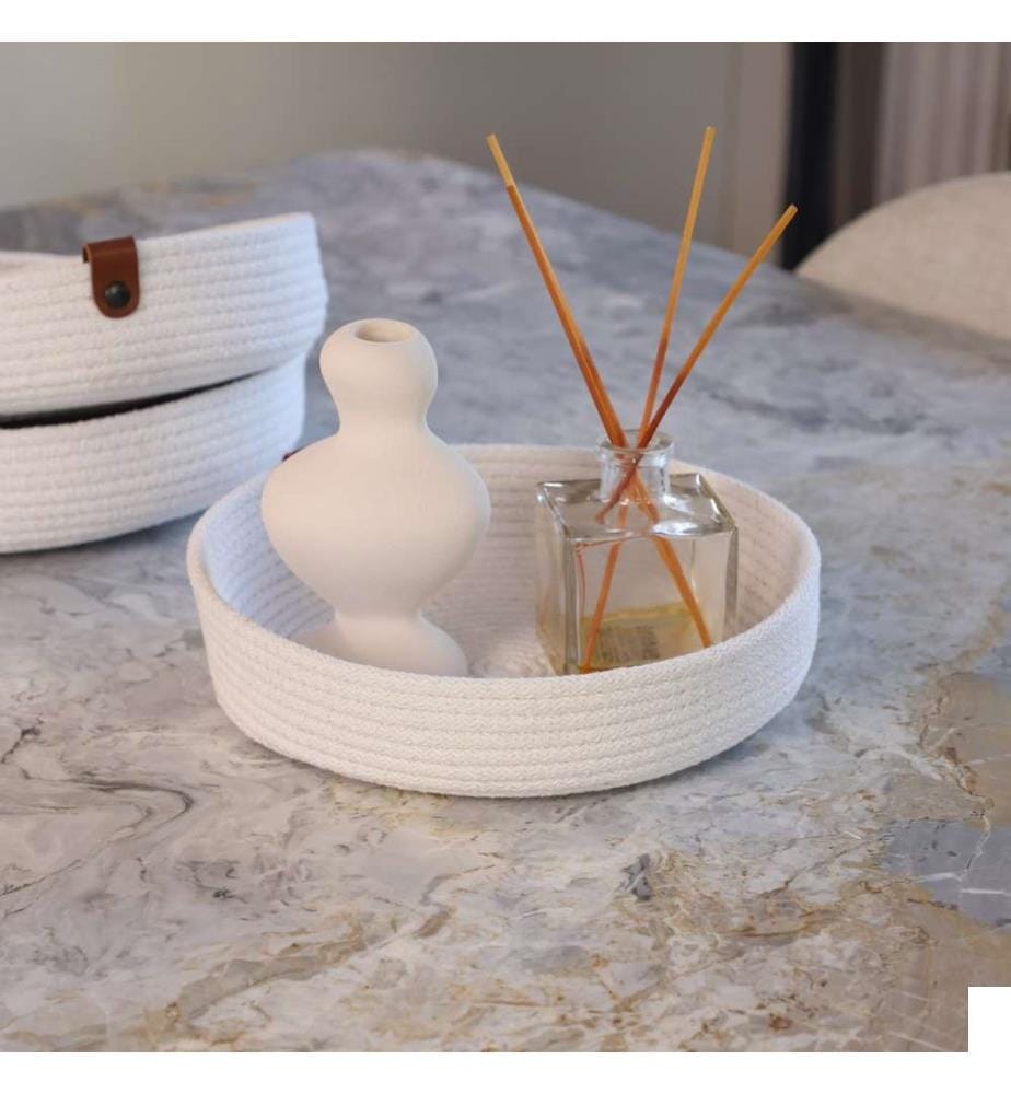 Set de plateaux en coton, 3 pièces, écru, 100% coton corde de jute, fait à la main