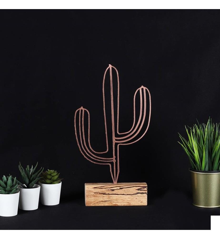 Objet décoratif, bronze, métal, base en bois