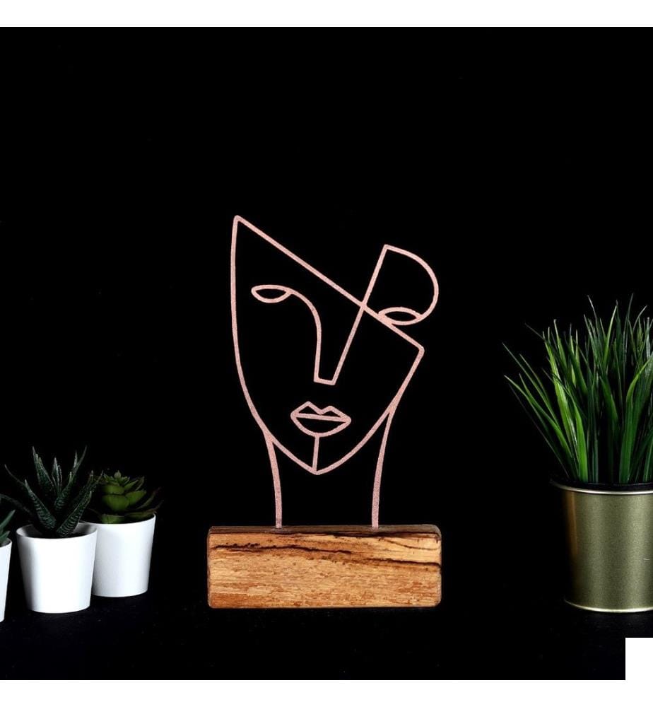 Objet décoratif, bronze, métal, base en bois