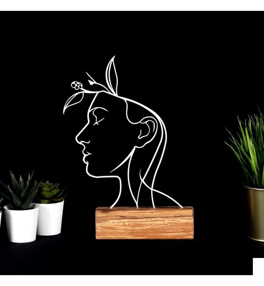 Objet décoratif, blanc, métal, base en bois
