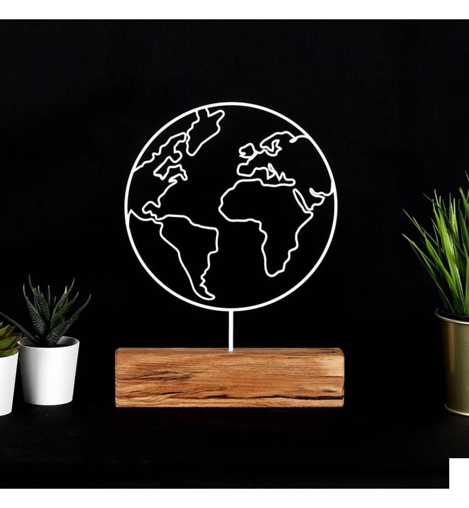 Objet décoratif, blanc, métal, base en bois