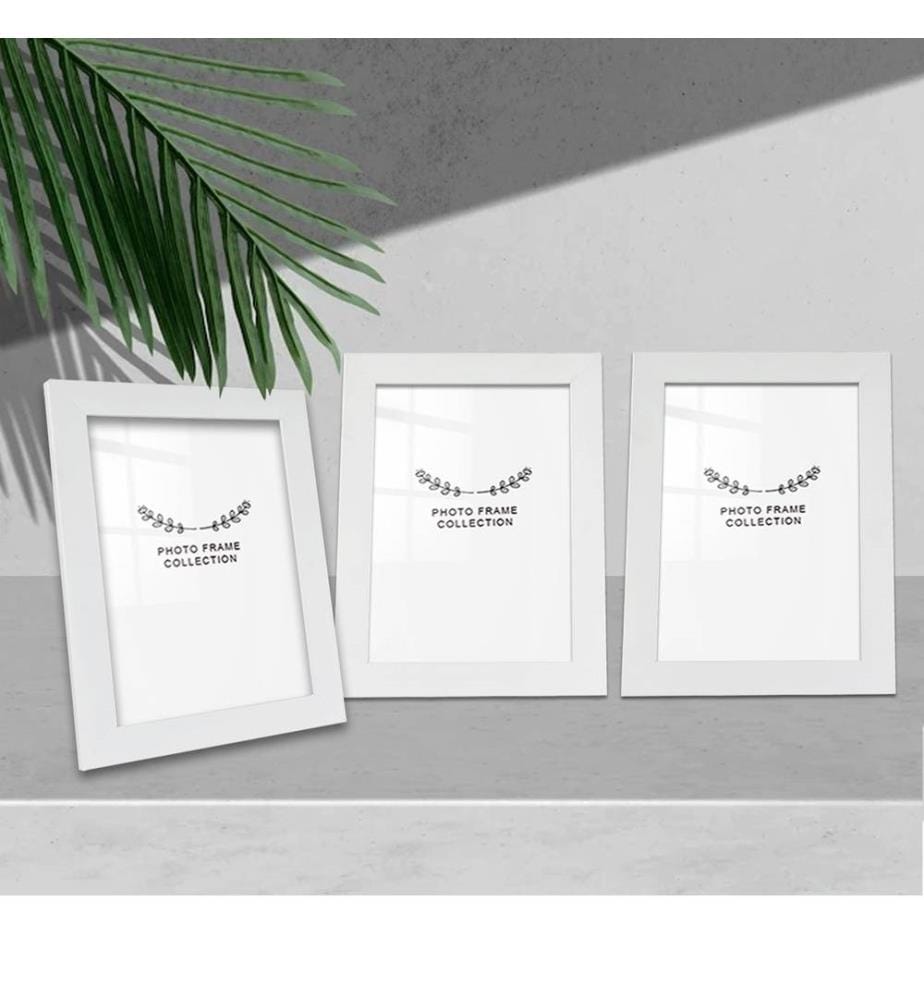 Cadre photo, 3 pièces, blanc, plastique