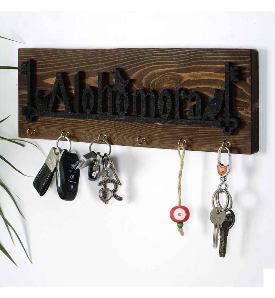 Porte-clés en bois, multicolore, bois massif
